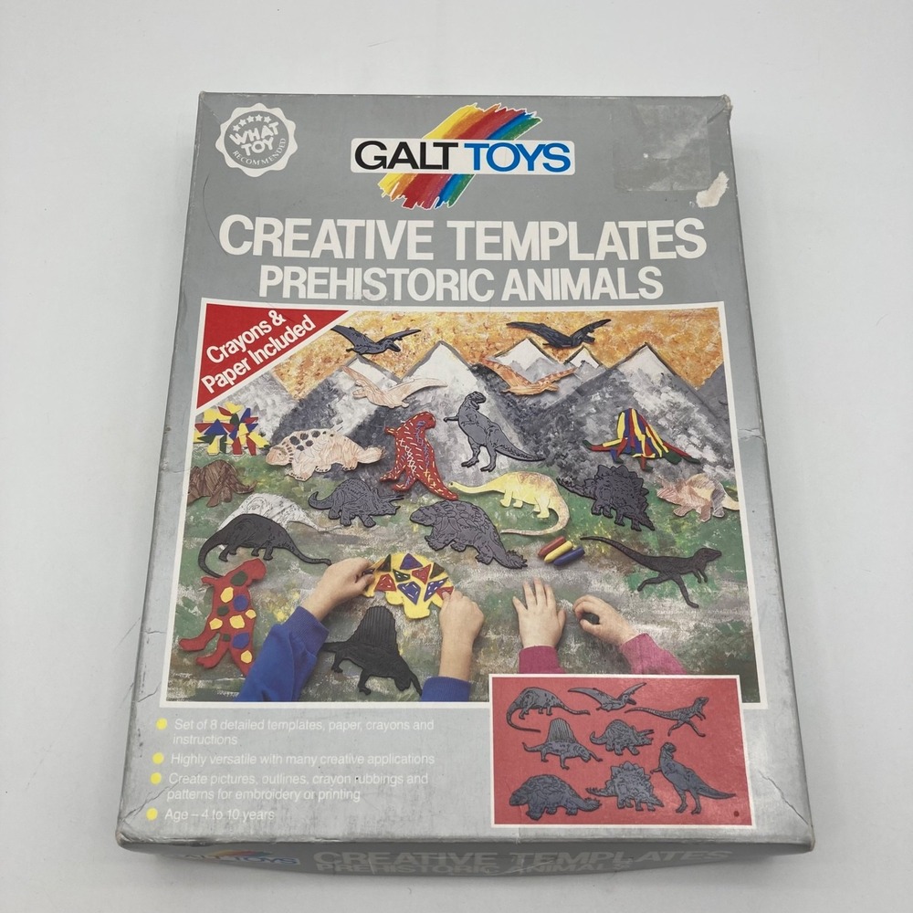 Vintage Galt Toys Creative Templates Prehistoric Animals Dinosaurs 8 Stencils